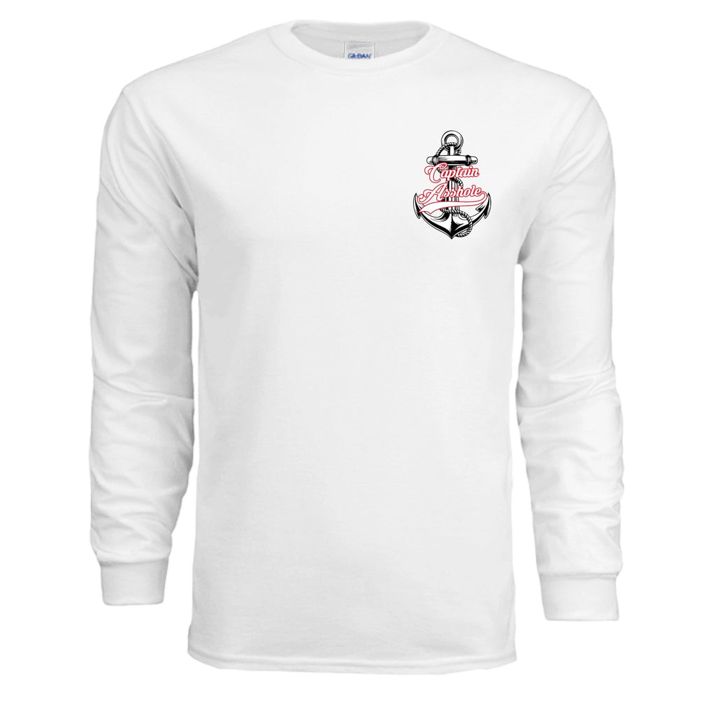 Captain Asshole LS Tee Red logo FDR - White - new - Captain Asshole