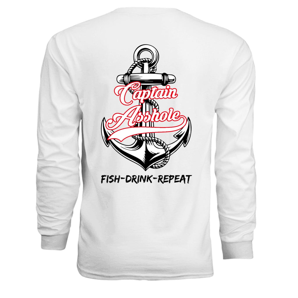 Captain Asshole LS Tee Red logo FDR - White - new - Captain Asshole